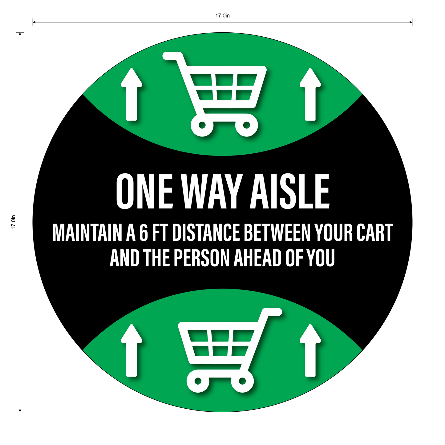 "One Way Aisle" Durable Matte Laminated Vinyl Floor Sign- 17"