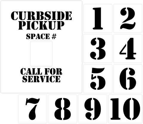 “Curbside Pickup, Call for Service” Durable Pavement Stencil