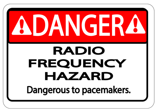 Danger "Radio Frequency Hazard, Dangerous to Pacemakers" Version 1, Durable Matte Laminated Vinyl Floor Sign- Various Sizes Available