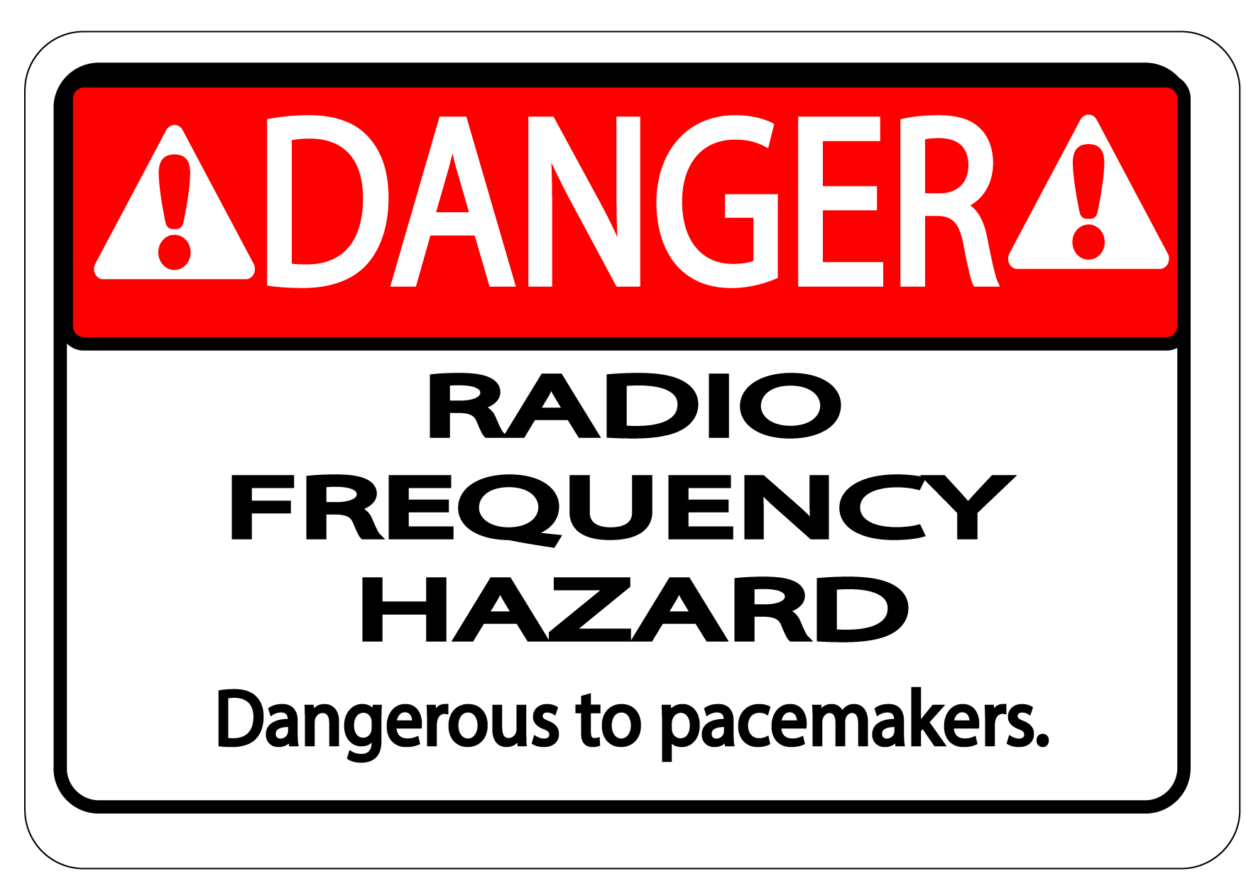 Danger "Radio Frequency Hazard, Dangerous to Pacemakers" Version 1, Durable Matte Laminated Vinyl Floor Sign- Various Sizes Available