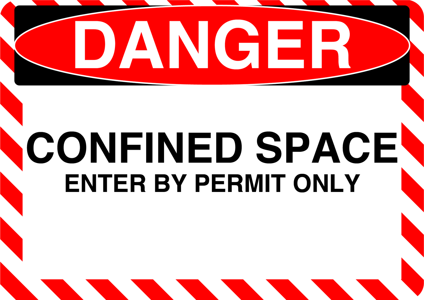 Danger "Confined Space, Enter By Permit Only" Durable Matte Laminated Vinyl Floor Sign- Various Sizes Available