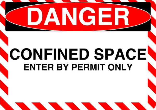 Danger "Confined Space, Enter By Permit Only" Durable Matte Laminated Vinyl Floor Sign- Various Sizes Available
