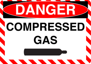Danger "Compressed Gas" Durable Matte Laminated Vinyl Floor Sign- Various Sizes Available
