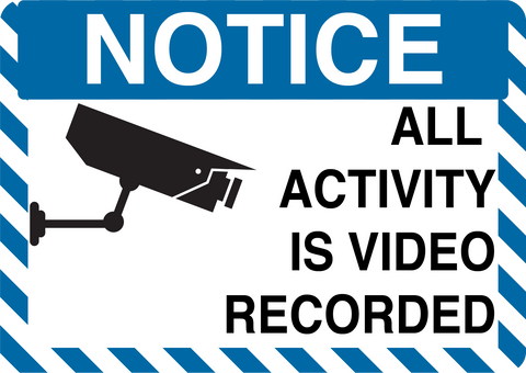 Notice "All Activity is Video Recorded" Durable Matte Laminated Vinyl Floor Sign- Various Sizes Available