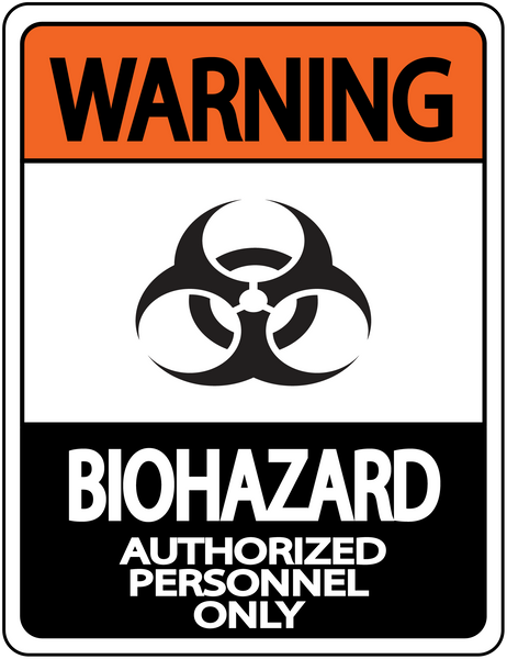 "Warning, Biohazard, Authorized Personnel Only" Durable Matte Laminated Vinyl Floor Sign- Various Sizes Available