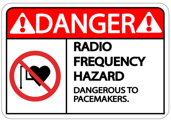 Danger "Radio Frequency Hazard, Dangerous to Pacemakers" Version 2, Durable Matte Laminated Vinyl Floor Sign- Various Sizes Available