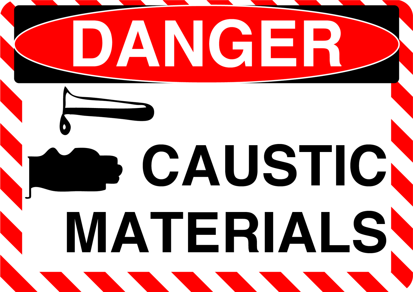 Danger "Caustic Materials" Version 2, Durable Matte Laminated Vinyl Floor Sign- Various Sizes Available