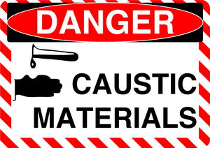 Danger "Caustic Materials" Version 2, Durable Matte Laminated Vinyl Floor Sign- Various Sizes Available