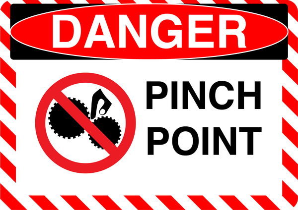 Danger "Pinch Point" Durable Matte Laminated Vinyl Floor Sign- Various Sizes Available