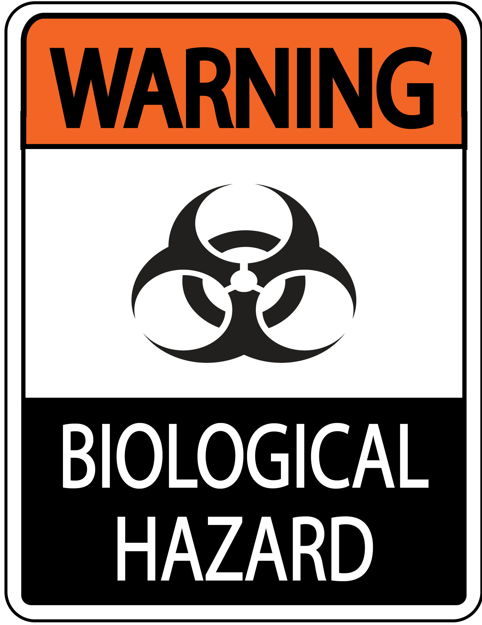 "Warning, Biological Hazard" Durable Matte Laminated Vinyl Floor Sign- Various Sizes Available