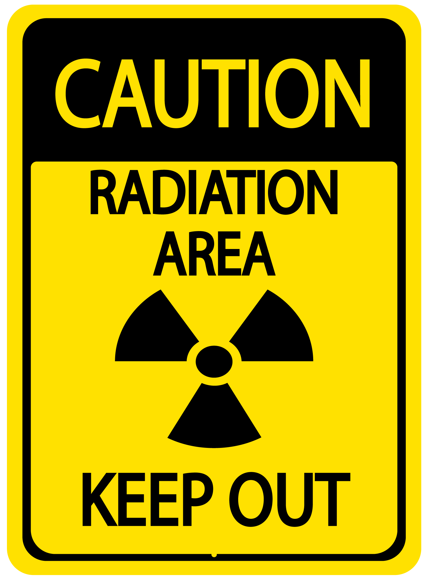 Caution "Radiation Area, Keep Out" Durable Matte Laminated Vinyl Floor Sign- Various Sizes Available