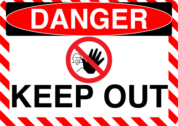 Danger "Keep Out" Durable Matte Laminated Vinyl Floor Sign- Various Sizes Available