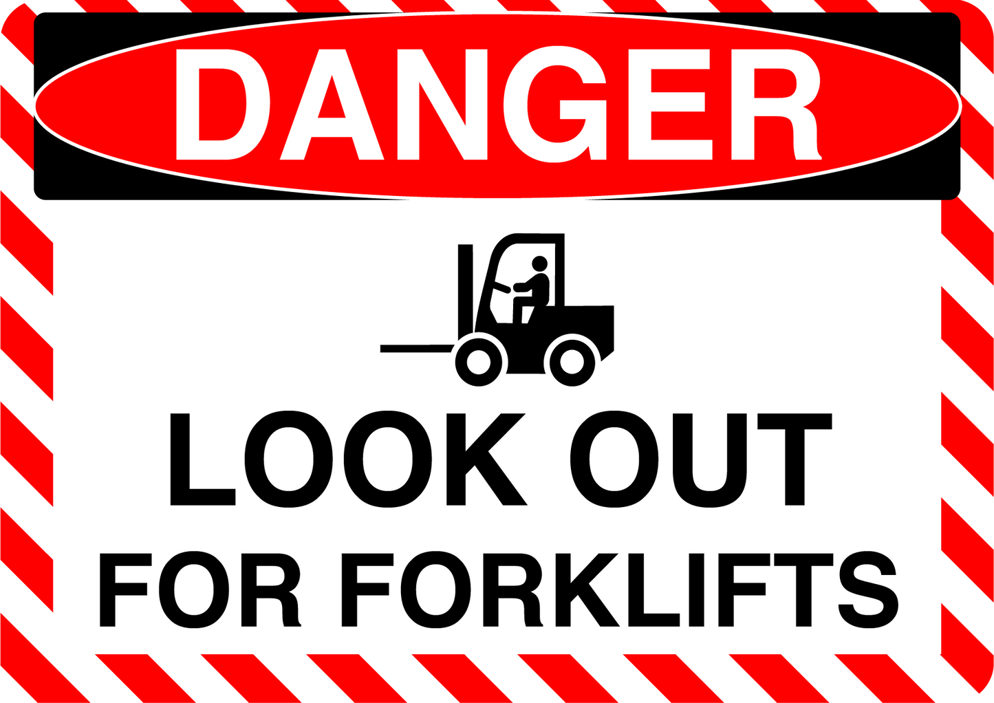 Danger "Look Out For Forklifts" Durable Matte Laminated Vinyl Floor Sign- Various Sizes Available