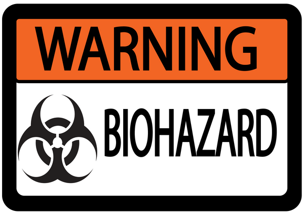 "Warning, Biohazard" Durable Matte Laminated Vinyl Floor Sign- Various Sizes Available