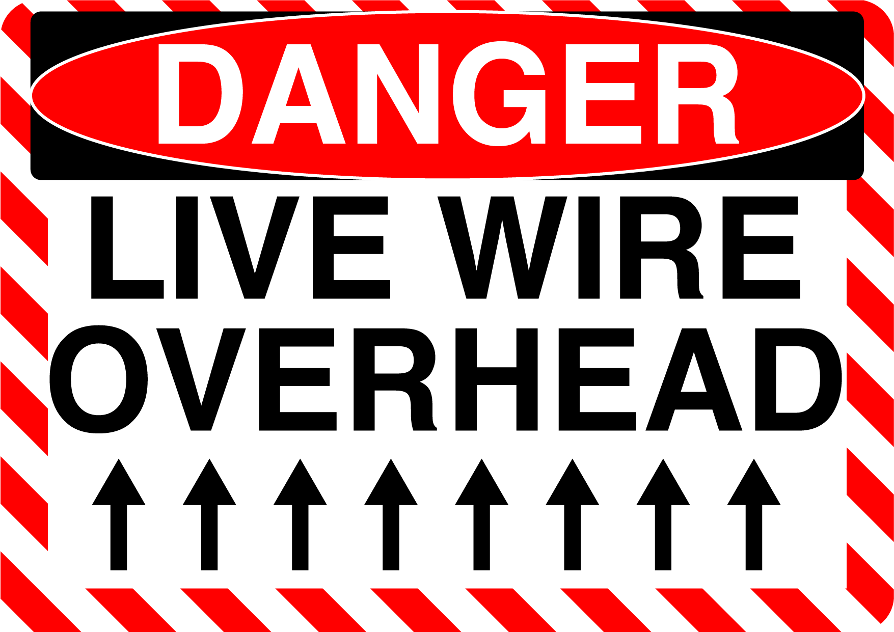 Danger "Live Wire Overhead" Durable Matte Laminated Vinyl Floor Sign- Various Sizes Available