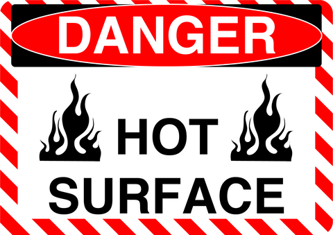 Danger "Hot Surface" Durable Matte Laminated Vinyl Floor Sign- Various Sizes Available