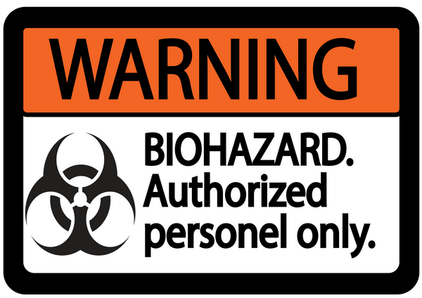 Warning "Biohazard, Authorized Personnel Only" Durable Matte Laminated Vinyl Floor Sign- Various Sizes Available