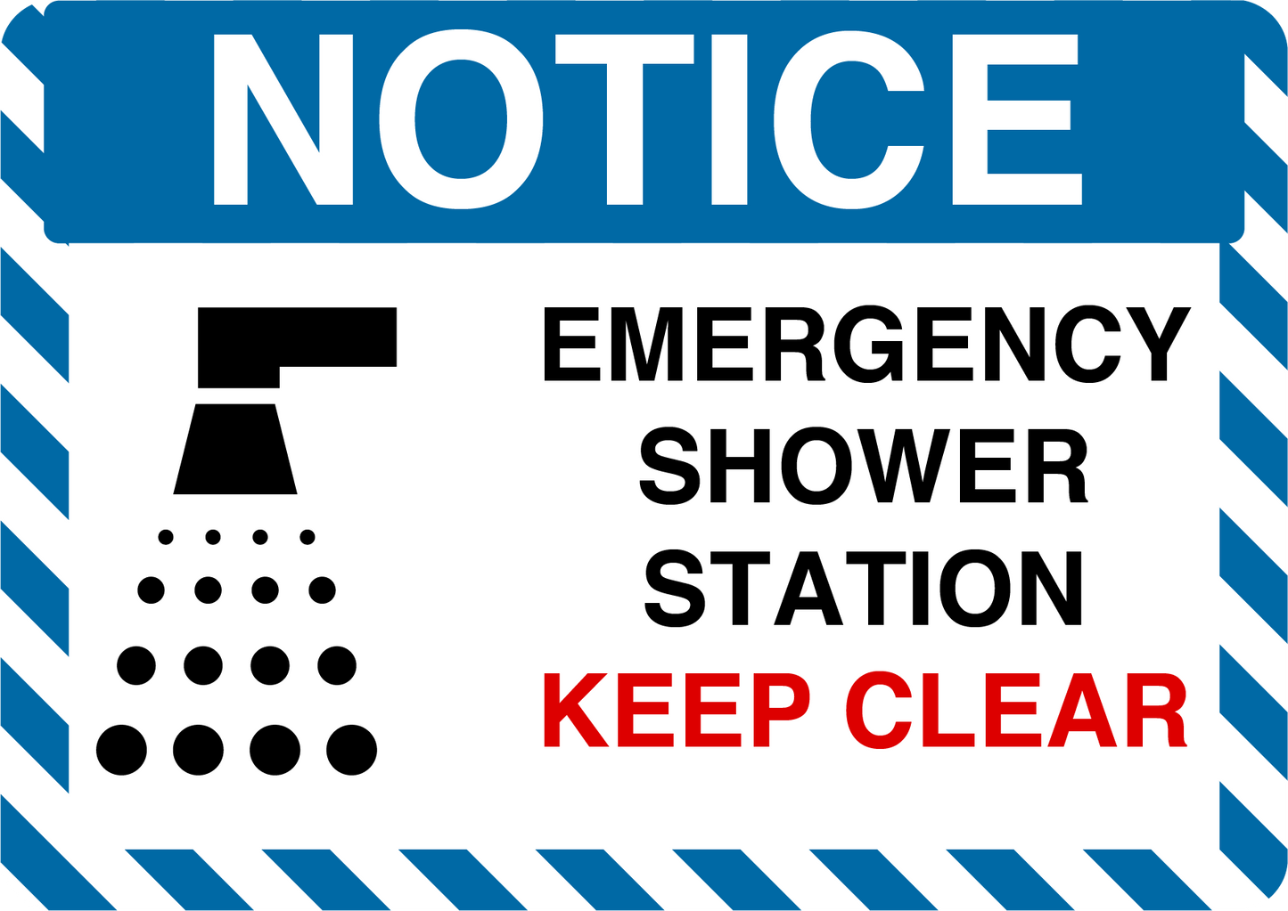 Notice "Emergency Shower Station, Keep Clear" Durable Matte Laminated Vinyl Floor Sign- Various Sizes Available