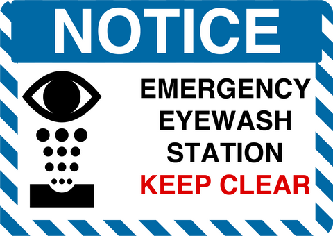 Notice "Emergency Eyewash Station, Keep Clear" Durable Matte Laminated Vinyl Floor Sign- Various Sizes Available