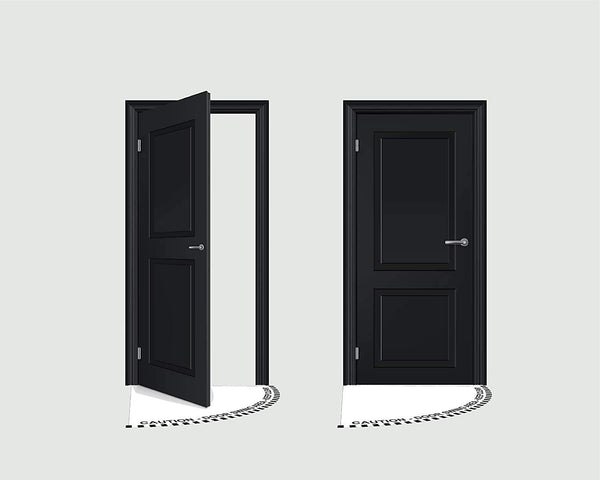 "Visitors Must Remain 6 Feet From This Active Door" 1/2 Open Door Swing- Various Sizes Available