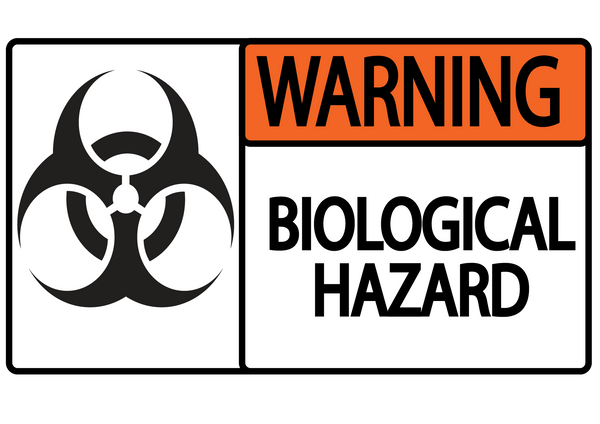 Warning "Biological Hazard" Durable Matte Laminated Vinyl Floor Sign- Various Sizes Available