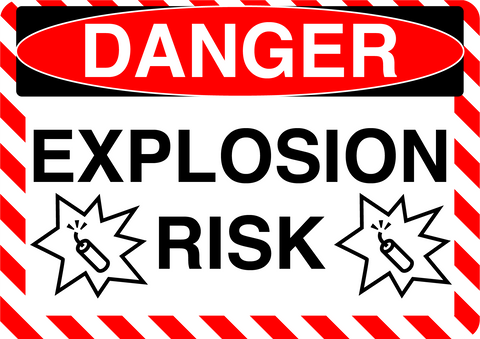 Danger "Explosion Risk" Version 2, Durable Matte Laminated Vinyl Floor Sign- Various Sizes Available