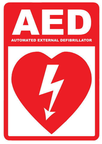 "AED (Automated External Defibrillator)" Laminated Aluminum 3-Way Sign