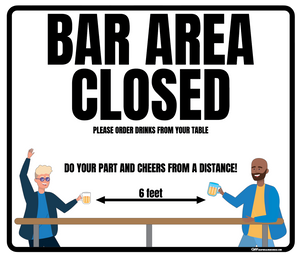 "Bar Area Closed, Version 1" Adhesive Durable Vinyl Decal- Various Sizes/Colors Available