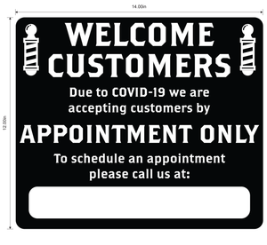 Barber Shop "By Appointment Only" Adhesive Durable Vinyl Decal- Various Colors Available-  14x12”