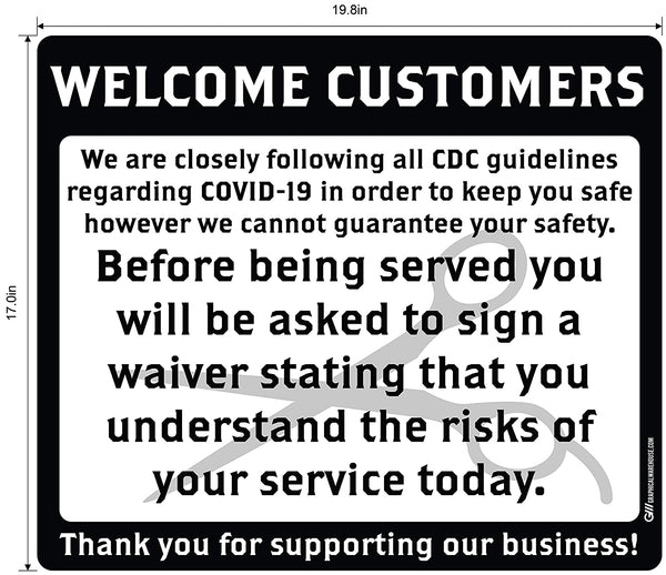 Barber Shop "Sign a Waiver" Adhesive Durable Vinyl Decal- Various Sizes/Colors Available