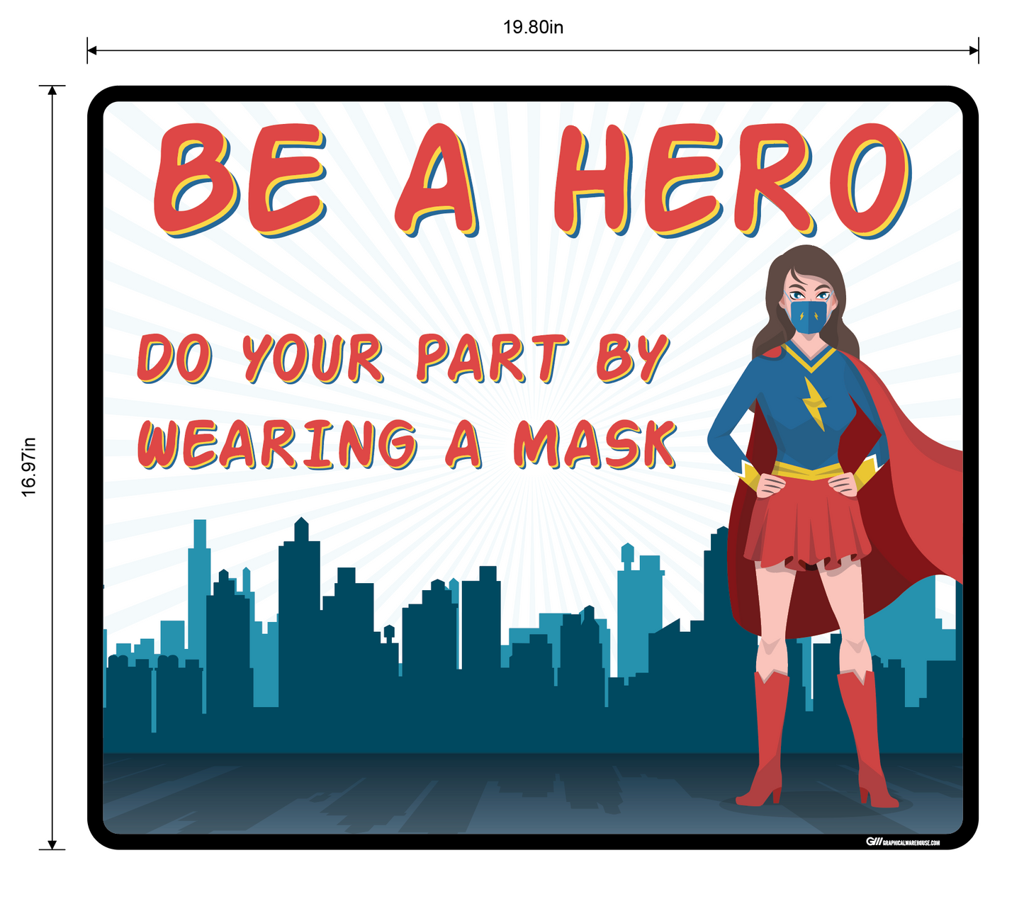 "Be a Hero, Wear a Mask" Adhesive Durable Vinyl Decal- Various Sizes/Options Available