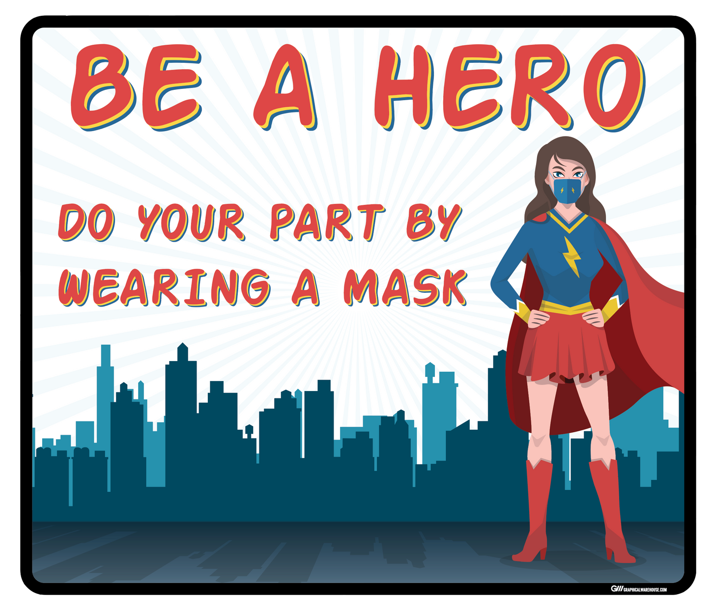 "Be a Hero, Wear a Mask" Adhesive Durable Vinyl Decal- Various Sizes/Options Available