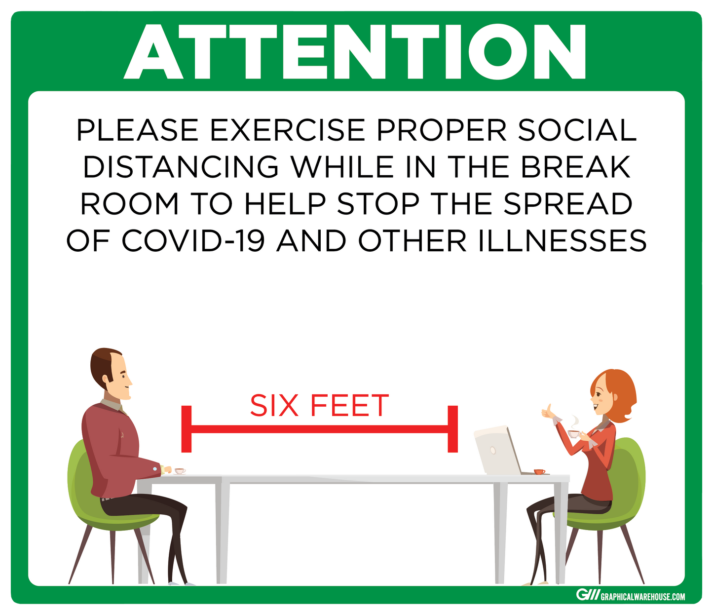 "Break Room Social Distancing" Adhesive Durable Vinyl Decal- Various Sizes/Colors Available