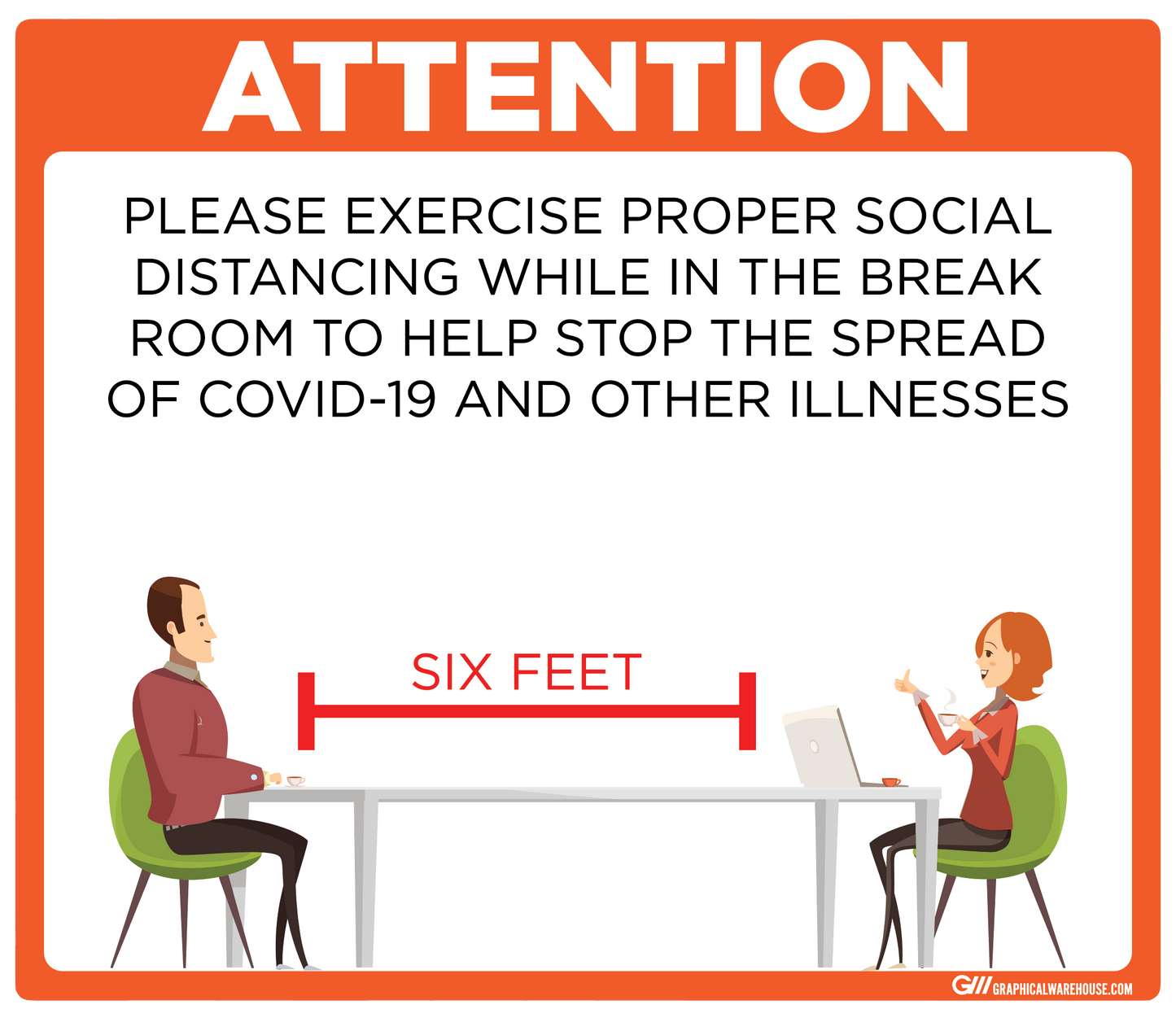 "Break Room Social Distancing" Adhesive Durable Vinyl Decal- Various Sizes/Colors Available