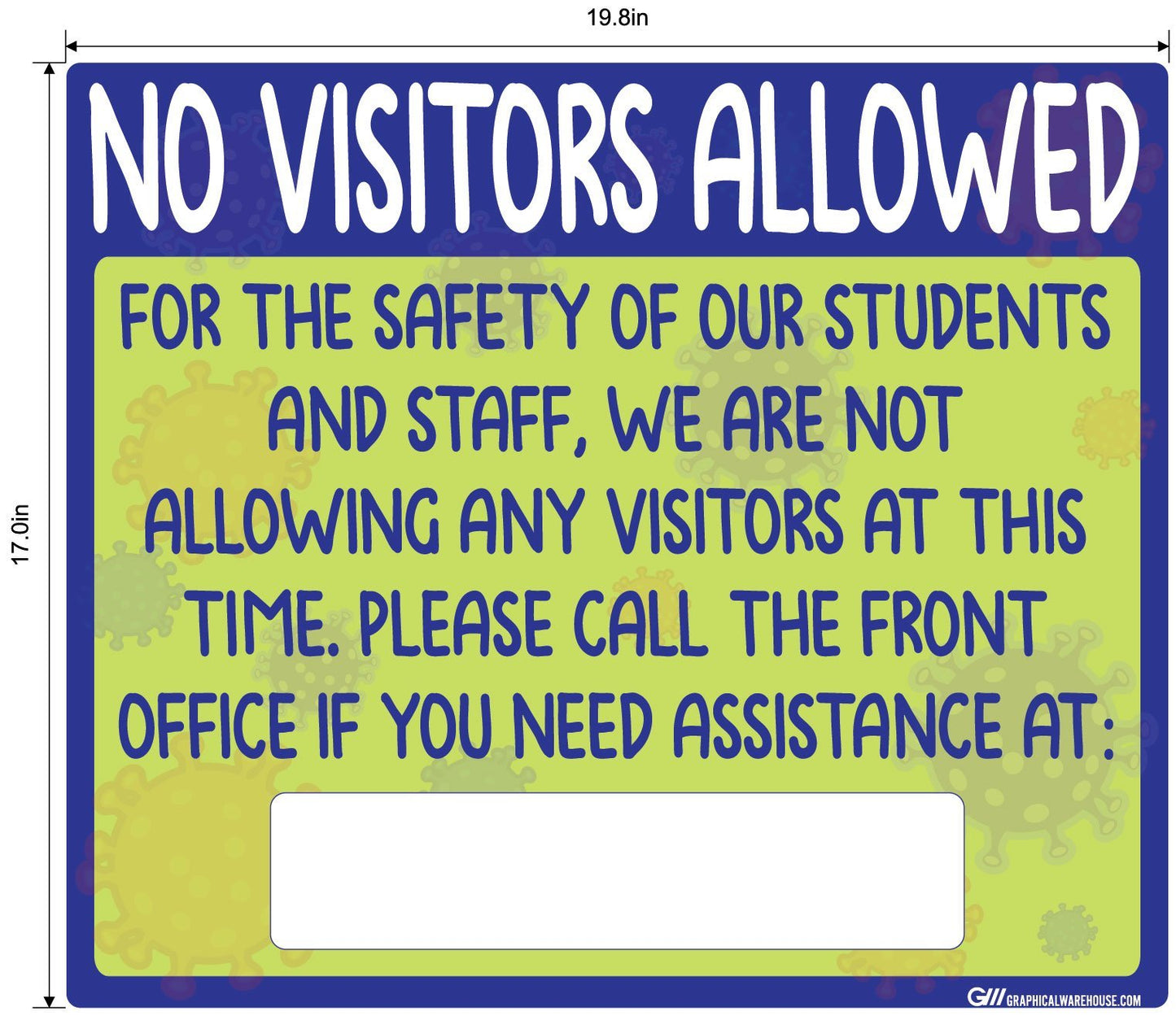 "No Visitors Allowed" Childcare, Adhesive Durable Vinyl Decal- Various Sizes Available