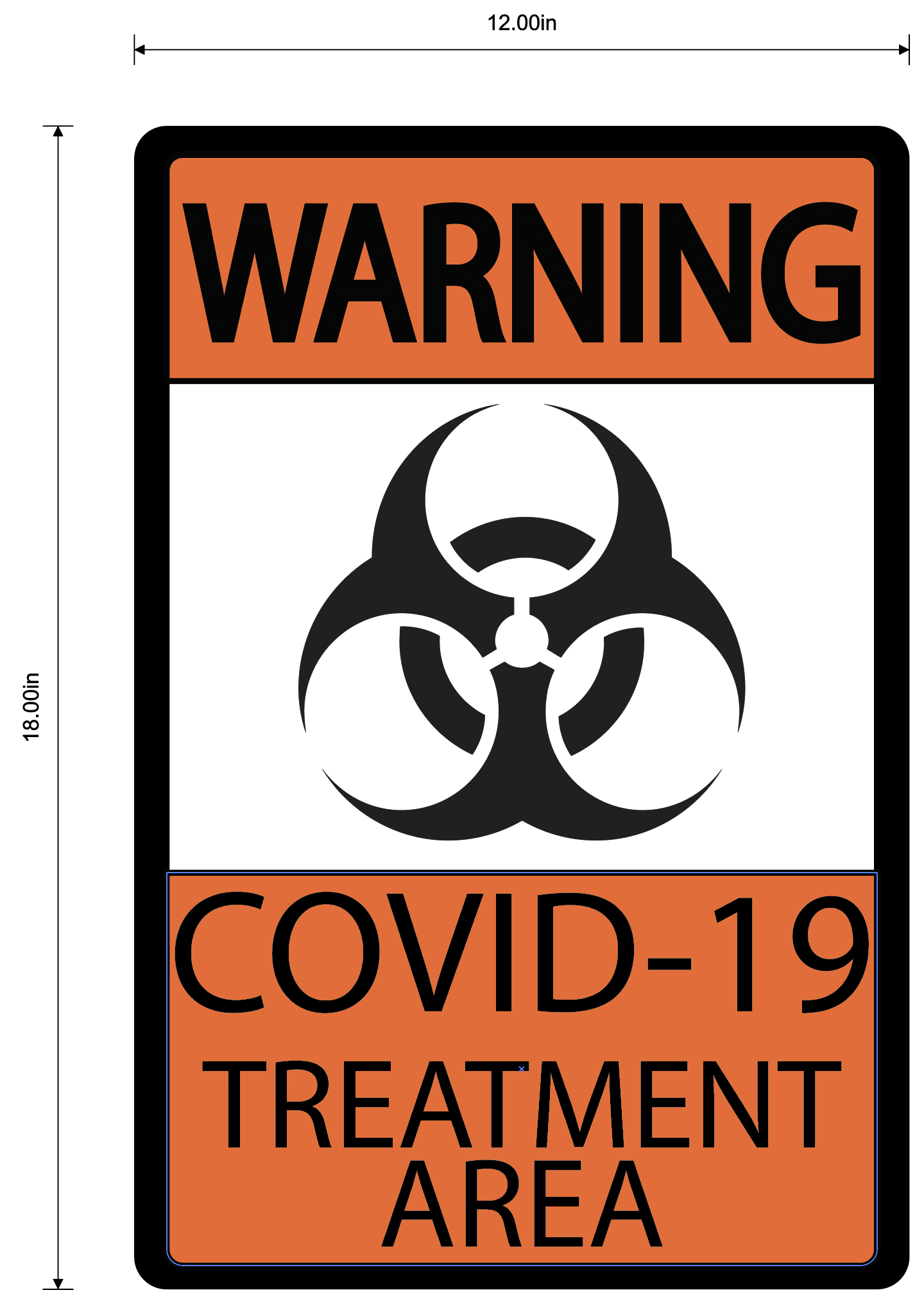 "Warning, COVID-19 Treatment Area" Durable Matte Laminated Vinyl Floor Sign- Various Colors/Designs Available 12x18"