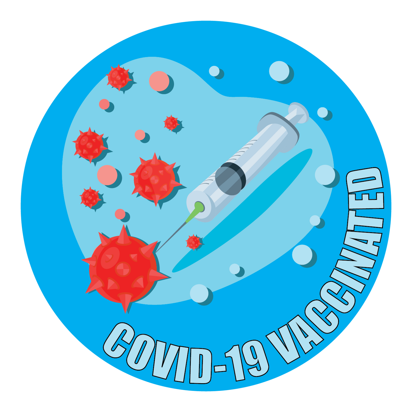 "COVID-19 Vaccinated" Adhesive Durable Vinyl Sticker Pack- 1x1”