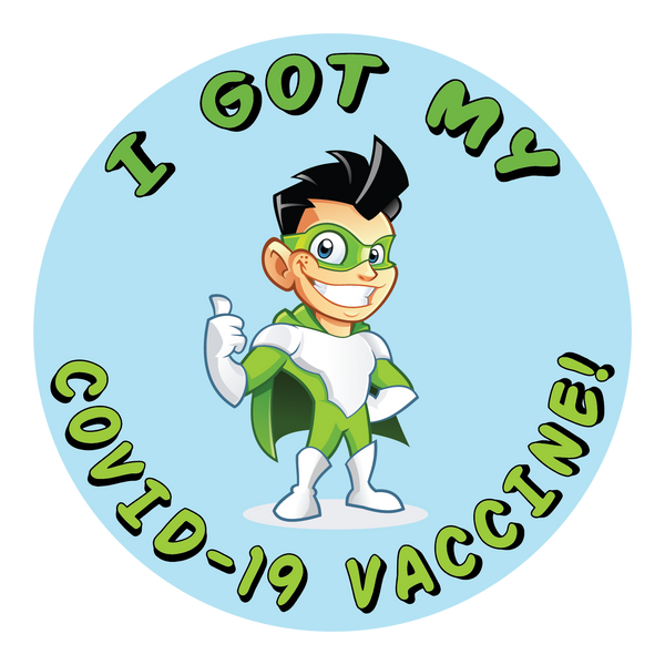 "COVID-19 Vaccinated" Adhesive Durable Vinyl Sticker Pack- 1x1”