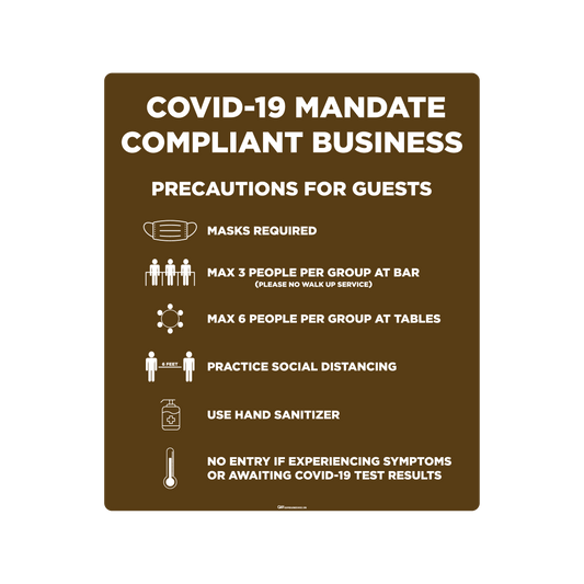 "Covid-19 Mandate Compliant Business" Adhesive Durable Vinyl Decal- Various Sizes/Colors Available