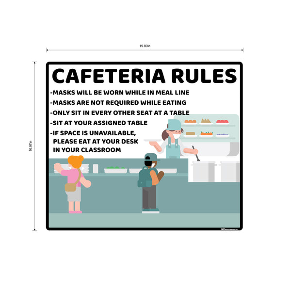 School "Cafeteria Rules" Adhesive Durable Vinyl Decal- Various Sizes/Colors Available