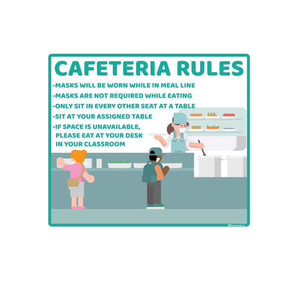 School "Cafeteria Rules" Adhesive Durable Vinyl Decal- Various Sizes/Colors Available