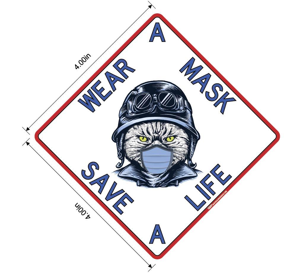 "Wear A Mask, Save A Life" Cat, Dog- Adhesive Durable Vinyl Decal- Various Sizes/Designs Available