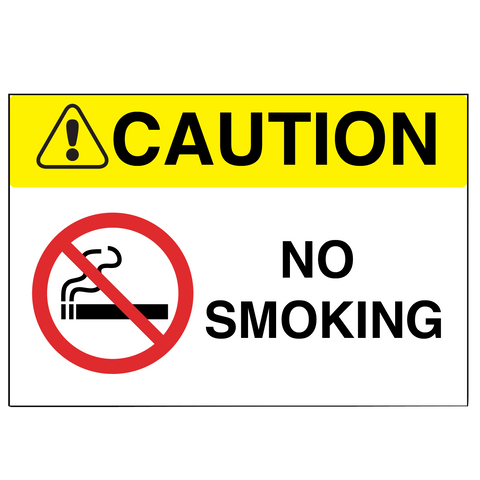 Caution "No Smoking" Durable Matte Laminated Vinyl Floor Sign- Various Sizes Available