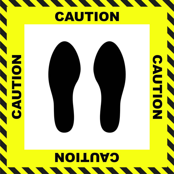 "Caution" Stand Here Social Distancing Floor Sign, English - 22"