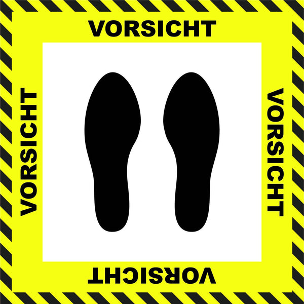 "Caution" Stand Here Social Distancing Floor Sign, German - 22"