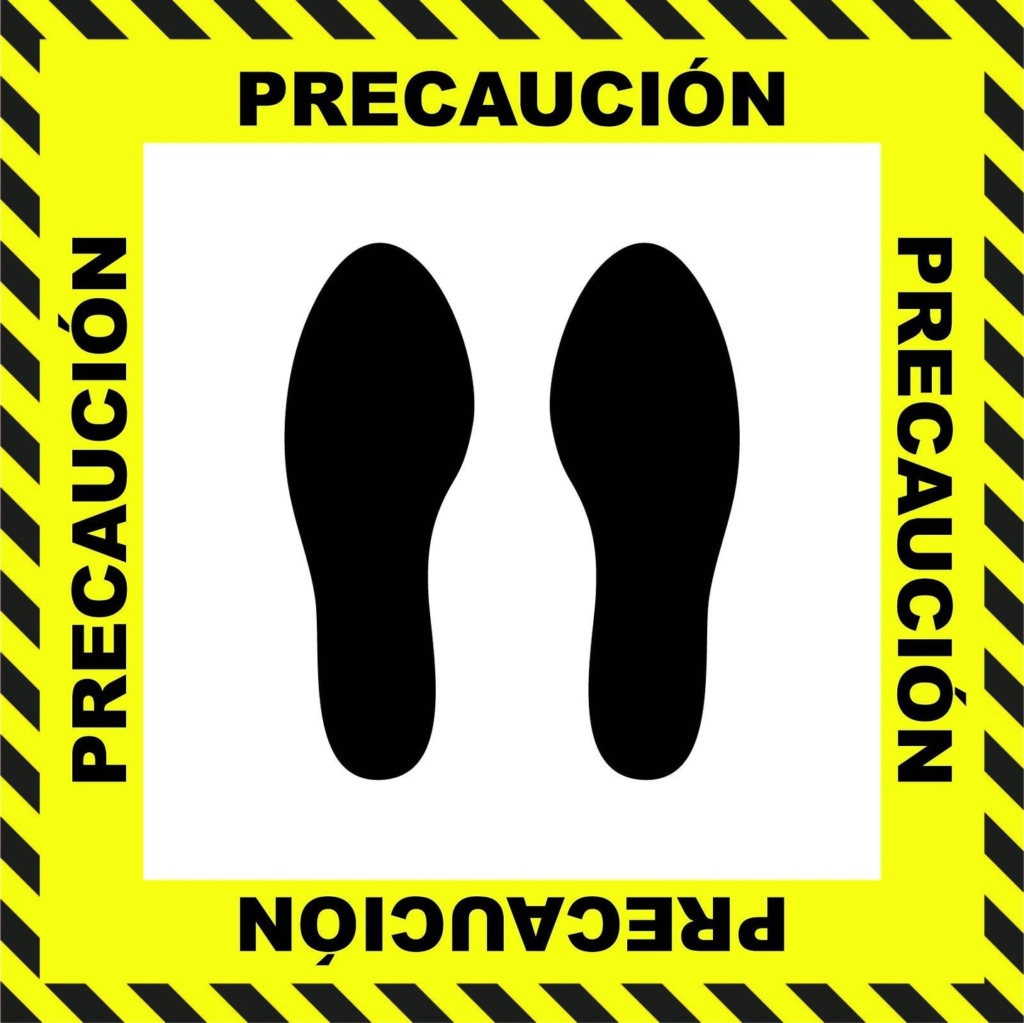 "Caution" Stand Here Social Distancing Floor Sign, Spanish - 22"