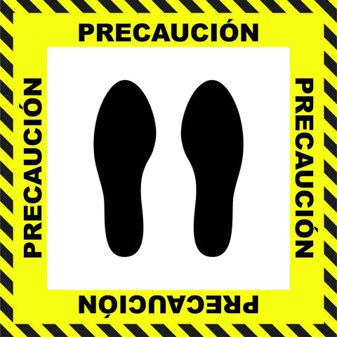 "Caution" Stand Here Social Distancing Floor Sign, Spanish - 22"
