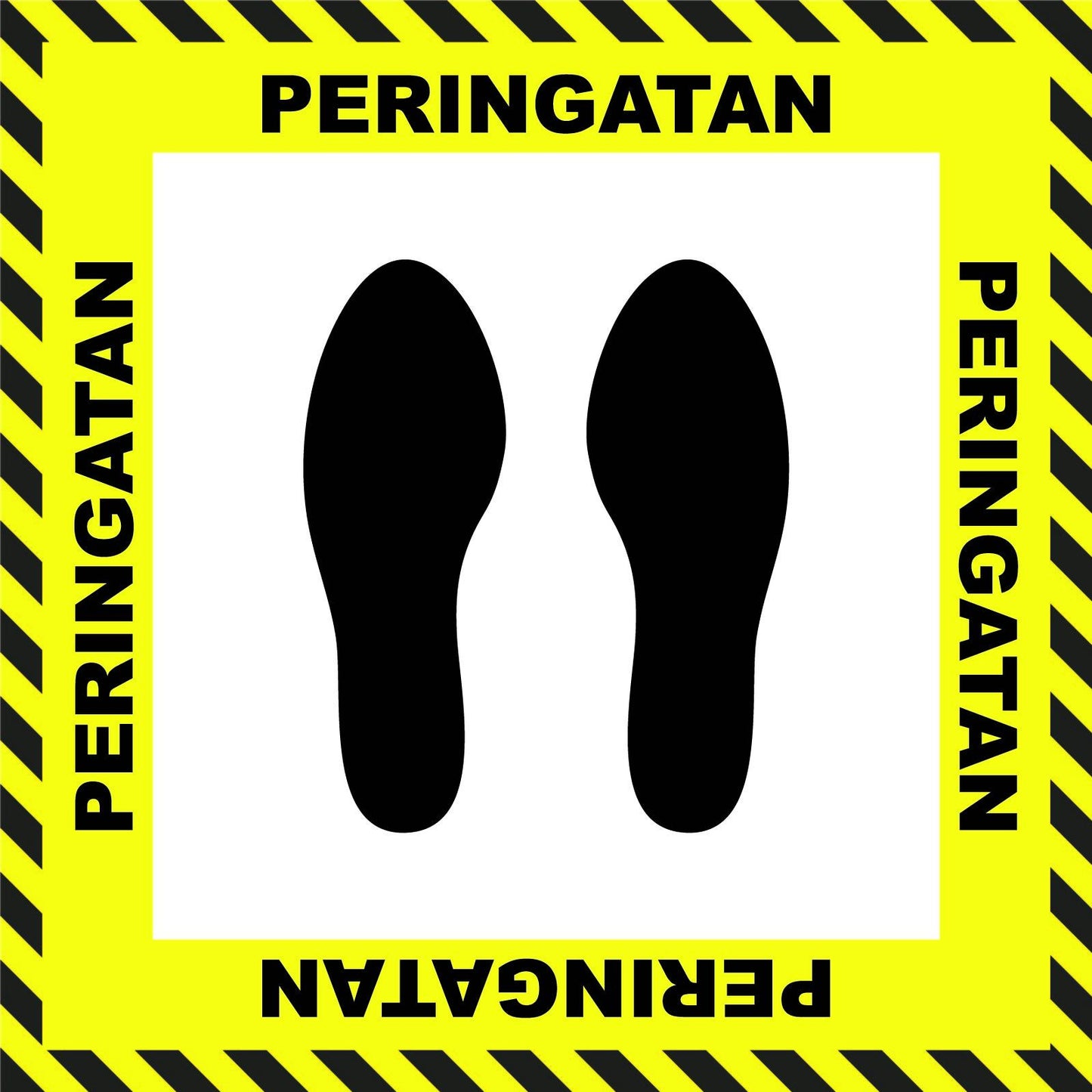 "Caution" Stand Here Social Distancing Floor Sign, Indonesian - 22"
