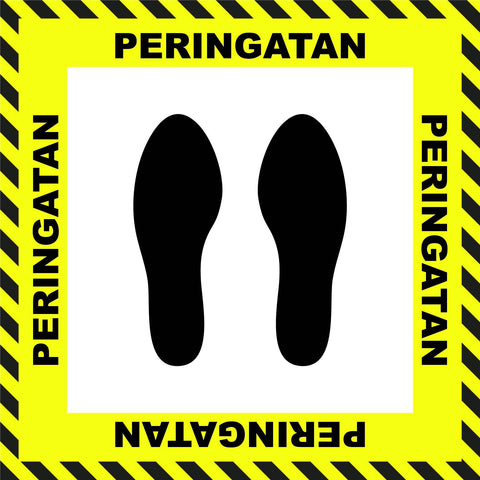 "Caution" Stand Here Social Distancing Floor Sign, Indonesian - 22"