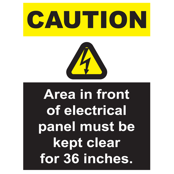 Caution, Area In Front Of Electrical Panel Must Be Kept Clear - Graphical Warehouse